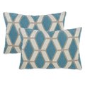 Saro Lifestyle SARO 9317.AB1218BC Embroidered Geometric Throw Pillow Cover - Set of 2 9317.AB1218BC